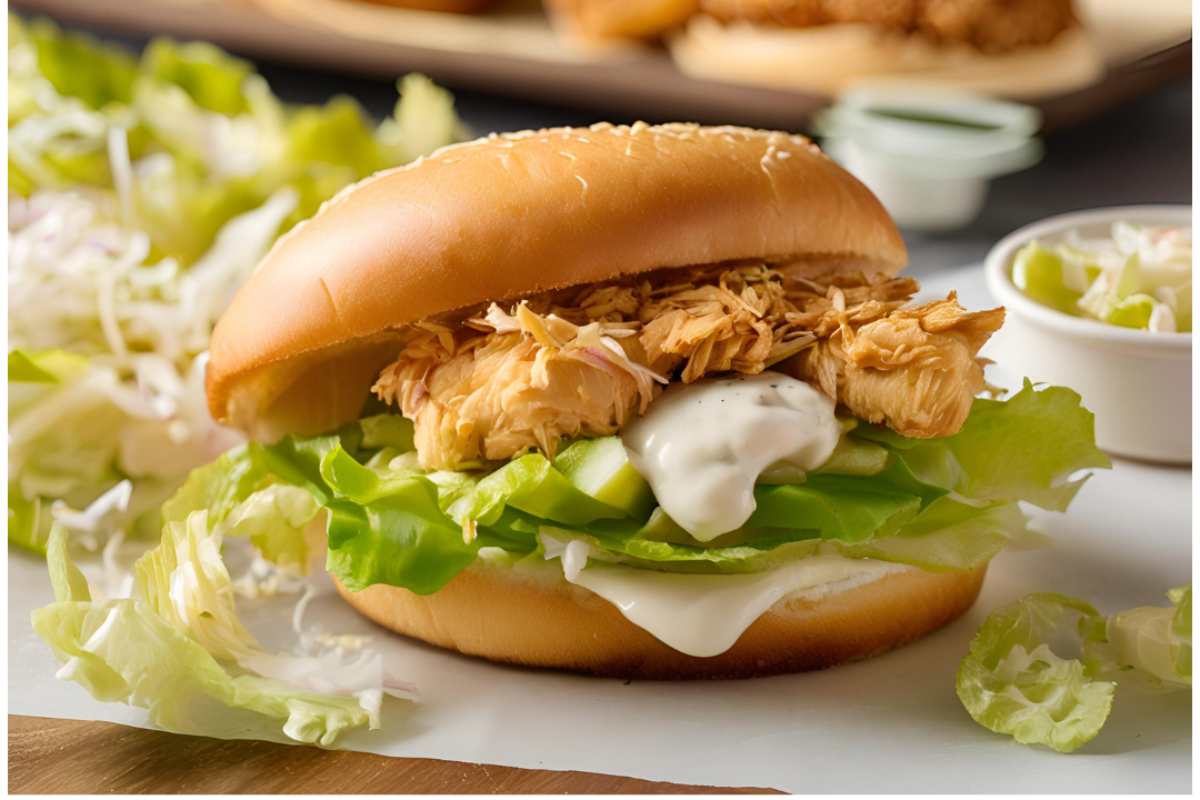 10 - A crispy, golden-brown chicken filet fresh out of the fryer