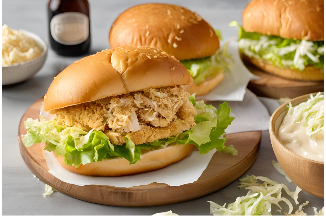 16 - Chicken placed in a bun with mayonnaise and shredded lettuce