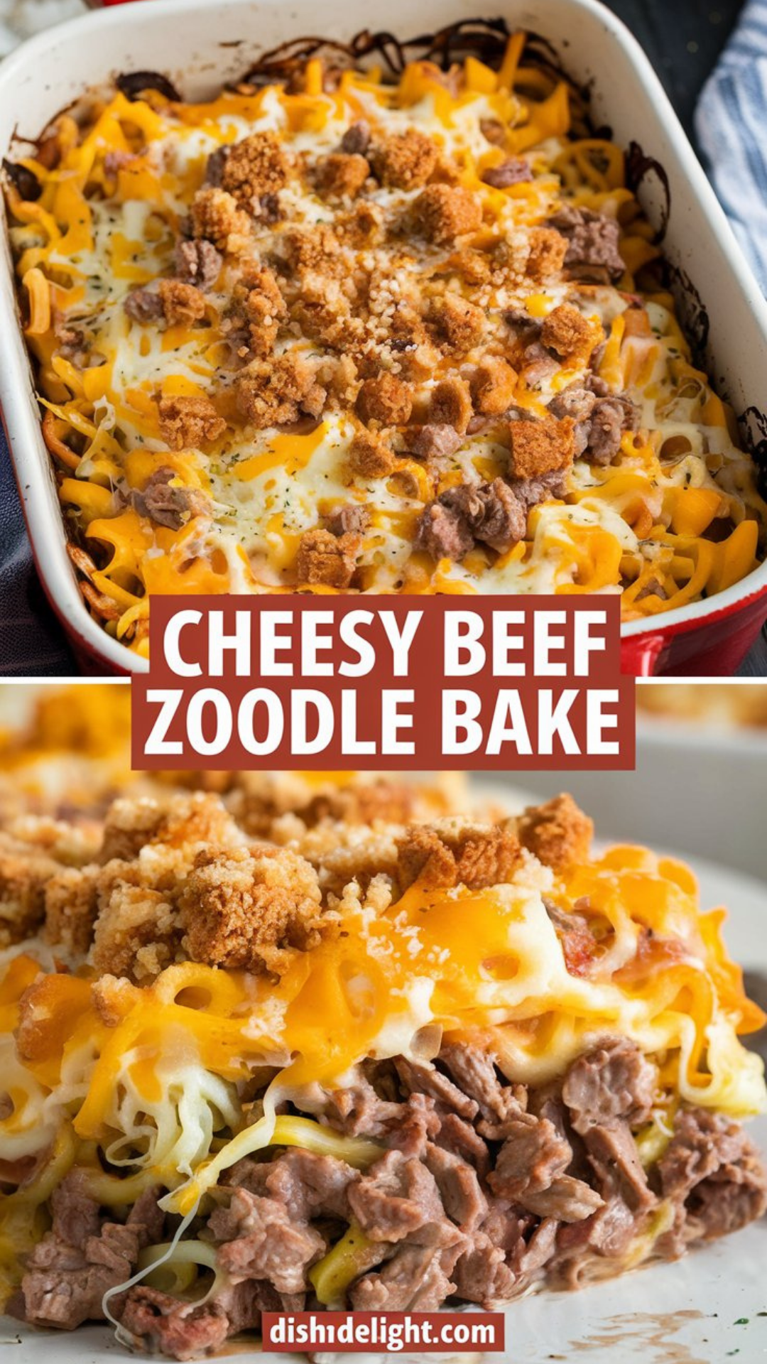 Cheesy Beef Zoodle Bake