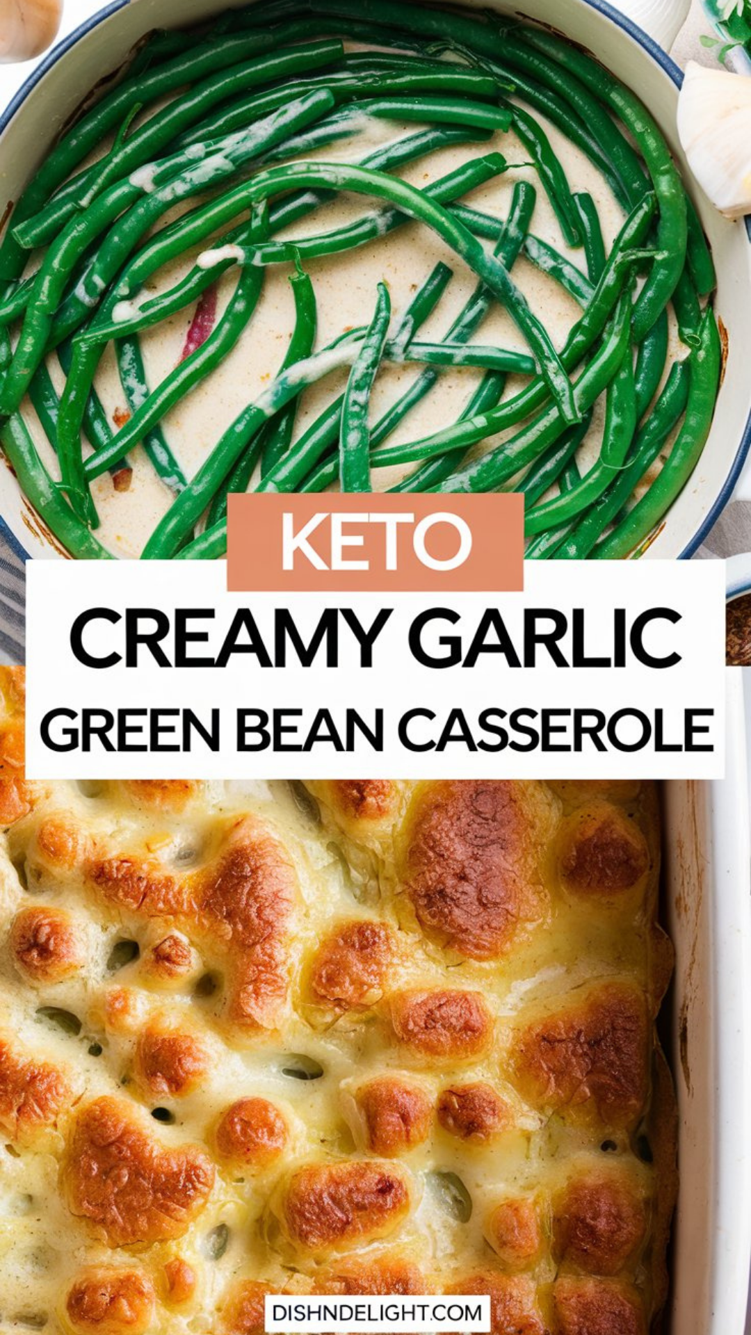 Keto Creamy Garlic Green Bean Casserole