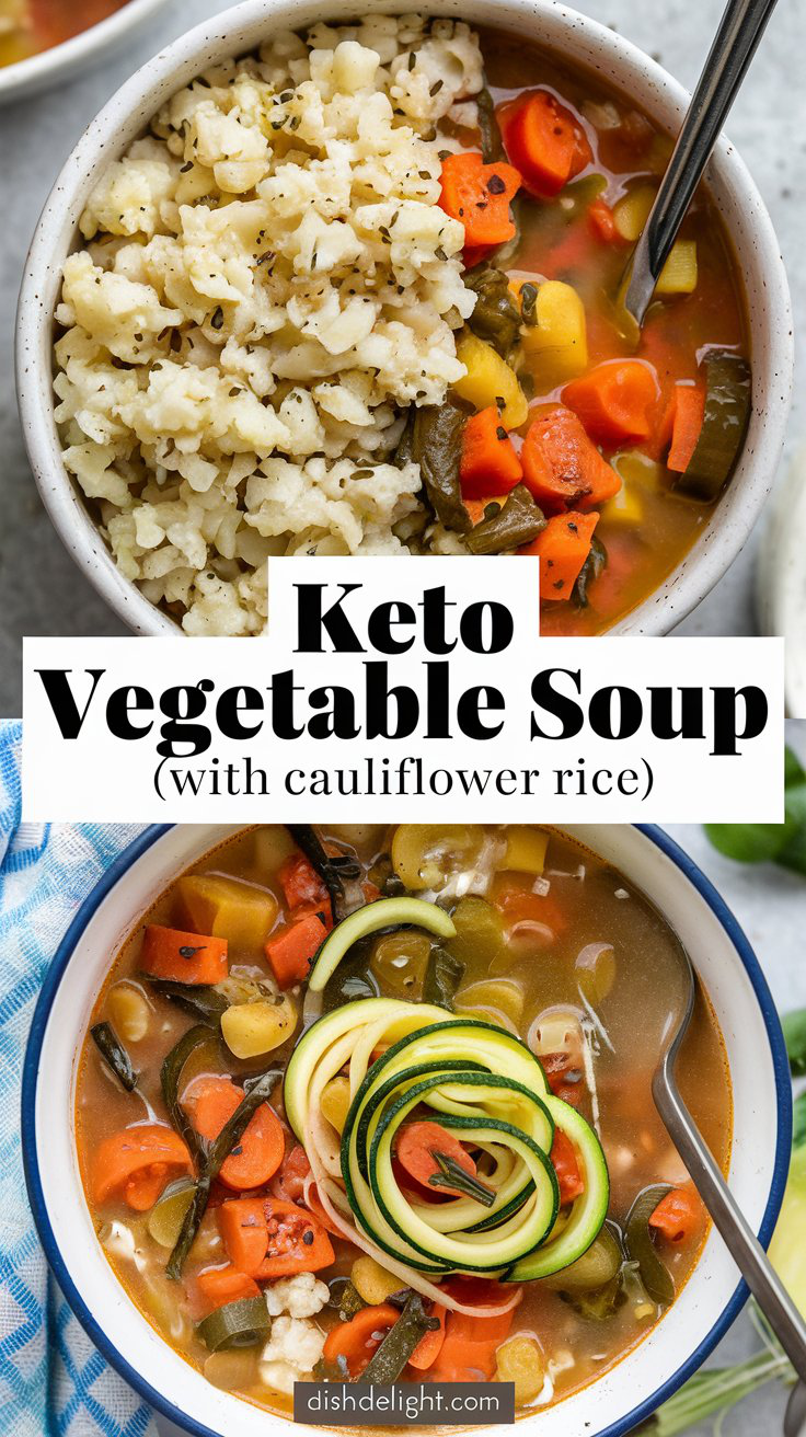 Keto Vegetable Soup (with cauliflower rice)