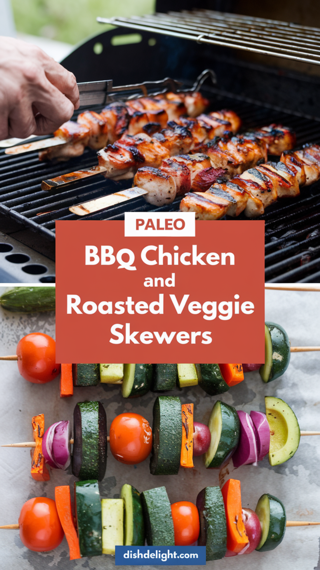Paleo BBQ Chicken and Roasted Veggie Skewers