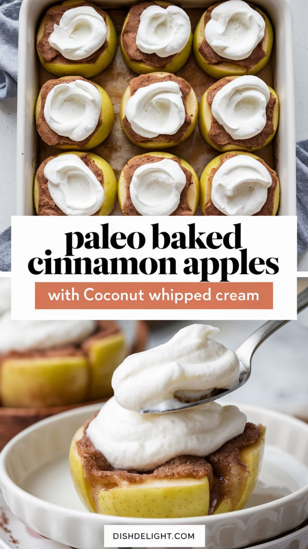 Paleo Baked Cinnamon Apples with Coconut Whipped Cream