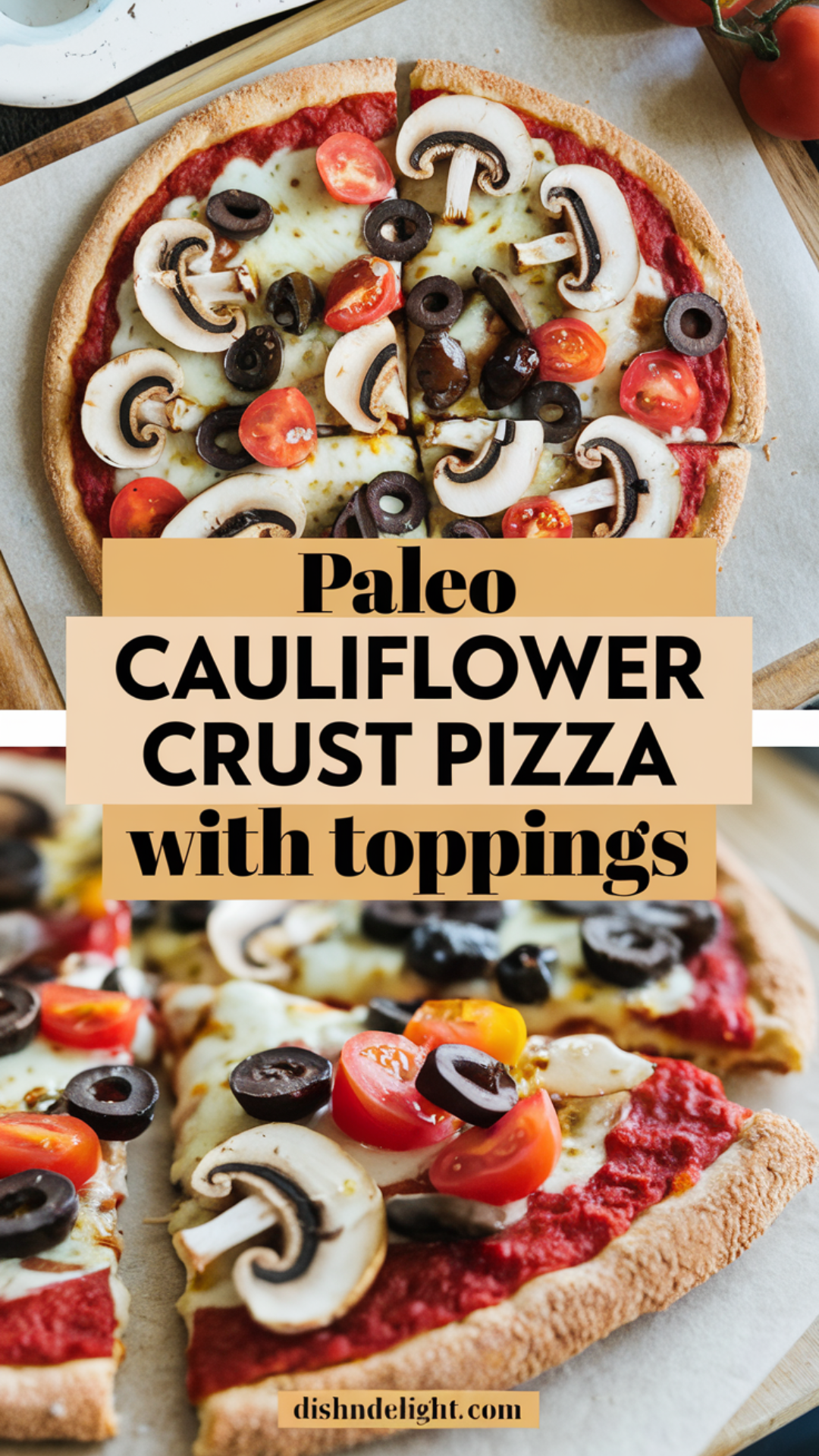 Paleo Cauliflower Crust Pizza with Toppings