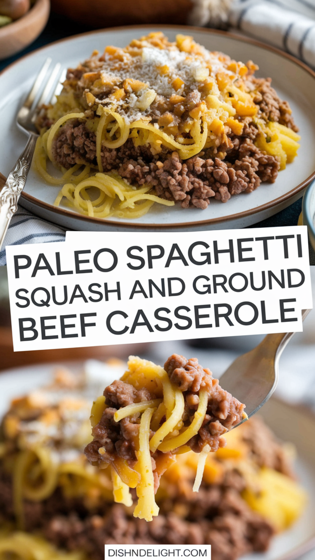 Paleo Spaghetti Squash and Ground Beef Casserole