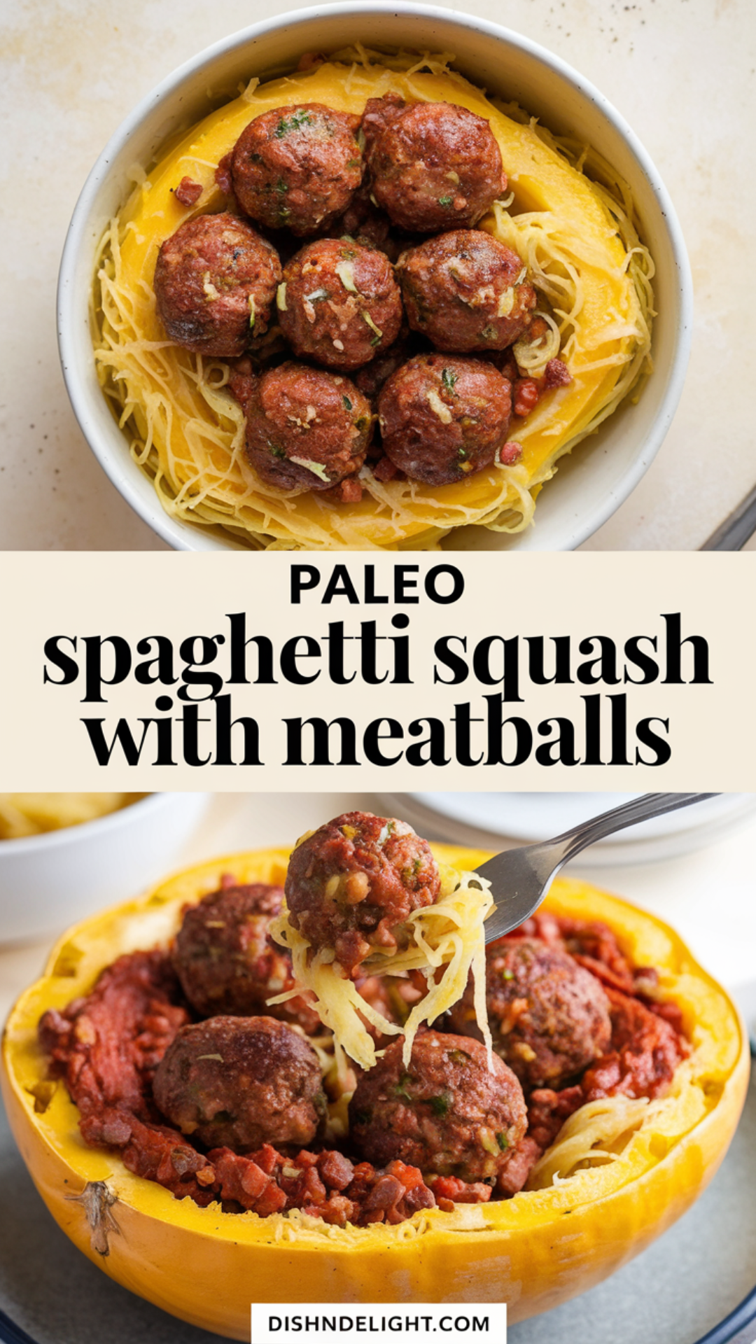 Paleo Spaghetti Squash with Meatballs