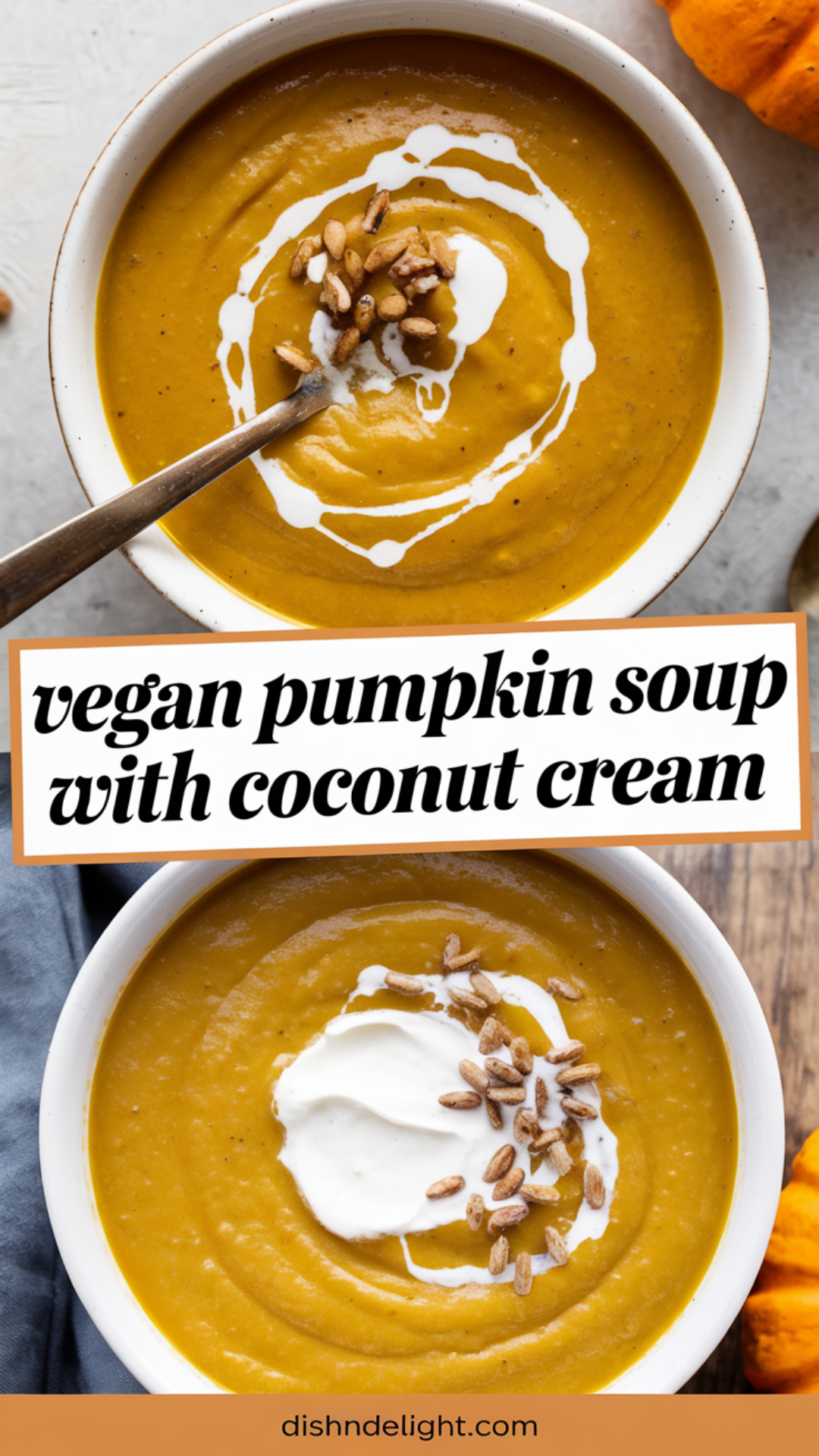 Vegan Pumpkin Soup with Coconut Cream
